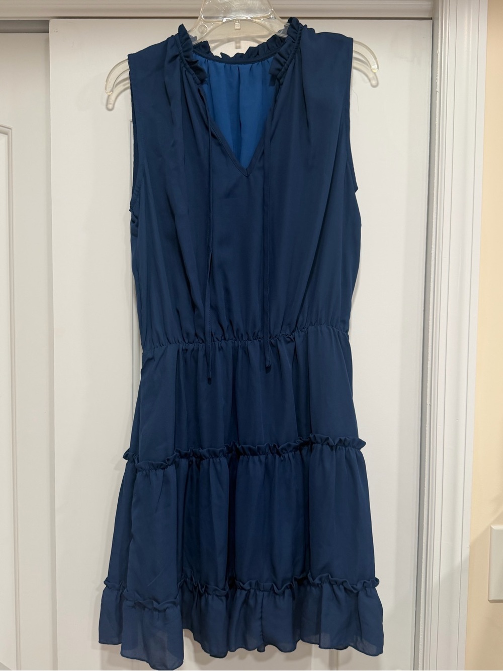 Navy Ruffle Tiered Sleeveless Kids Dress